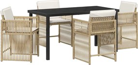 vidaXL Set de masă pentru grădină 5 pcs Bej poliratan