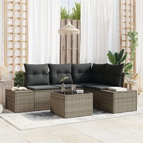 vidaXL Set de canapele pentru grădină 5 pcs Gri Rattan poli