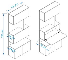 Biblioteca - Royal Bookcase (100 cm) A 502-1 (Culoare biblioteca Royal: Alb Mat + corpuri albe)