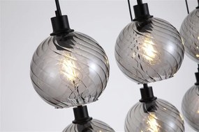 Lustra cu 6 pendule metal negru, sticla fumurie Radiance