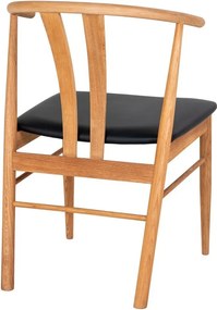 Scaun de dining negru/în culoare naturală din imitație de piele Artenara – House Nordic