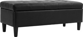 HOMCOM Bancă cu depozitare 136 L, taburet cu ladă 110x41x42 cm, piele ecologică pet-friendly, negru | Aosom Romania