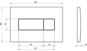 Ravak X01456 - Buton de acționare UNI 24,7x16,5 cm crom mat