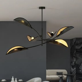 Lustră pe tijă LOTUS 6xE14/10W/230V negru/auriu