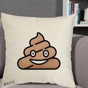 Perna Decorativa Emoji Poop Funny, 40x40 cm, Ecru, Husa Detasabila, Perna Inclusa, BEKZ®