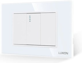Intrerupator Simplu Mecanic 1M si 2 Taste False LUXION cu Rama din Sticla, Standard Italian, 3M