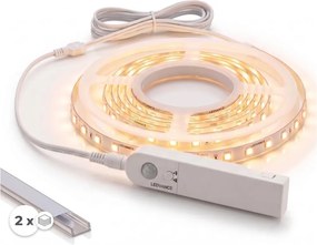 Set 1x bandă LED cu senzor FLEX LED/3,6W/4xAA 2 m + 2x profil încastrat 1 m