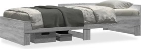vidaXL Cadru de pat, gri sonoma, 90x200 cm, lemn prelucrat