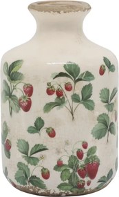 Vază din ceramică crem cu model căpșuni „Fraises”