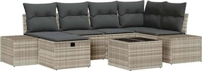 vidaXL Set de canapele pentru grădină 7 pcs Gri deschis poliratan
