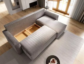 OFERTA Canapea de colt gri SMART COSARO, reversibila + 2 perne CADOU II. calitate