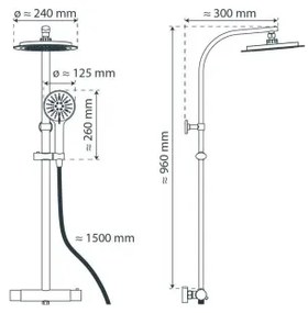 Schütte 60076 - Set de duș cu baterie termostatică MADURA FRESH, negru