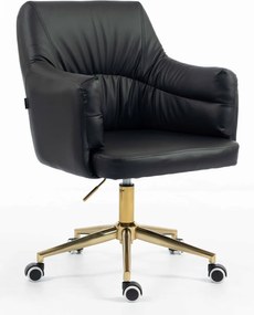 HR840K Scaun Negru Piele Ecologica cu Bază Aurie