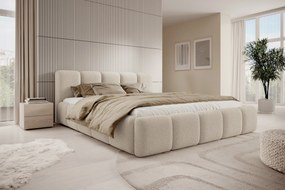 Pat tapițat Tesia 180x200 cu ladă depozitare - boucle bej Quelle 03
