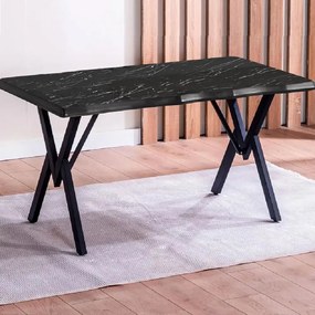 Set Masa Barton din MDF cu 4 Scaune din metal, culoare negru si verde, 140 cm