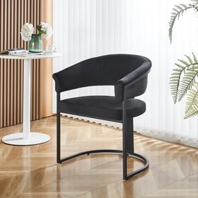 RESIGILAT- Scaun dining, cadru metalic negru, tapiterie catifea, Negru/Negru