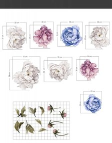 Autocolant de perete cu un motiv de bujori colorați