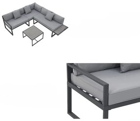 Juskys Set de grădină din metal St. Tropez - antracit/perne gri