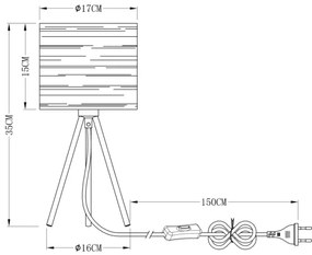 Globo 15342T - Lampă de masă TUNNO 1xE14/15W/230V