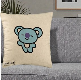 Perna Personalizata BT21 Koya Kawaii, 40x40 cm, Bej, Husa Detasabila, Perna Inclusa, BEKZ®