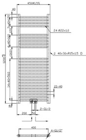 Novaservis - Radiator de baie tip scară 490W/230V 120x45 cm negru drept