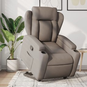 vidaXL Fotoliu rabatabil cu ridicare pe verticală, gri taupe, textil
