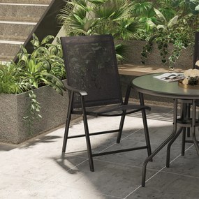 Outsunny Set 2 Scaune de Grădină Pliabile cu Brațe, Scaune pentru Prânz de Exterior din Metal și Texteline, pentru Terasă, Balcon, Curte, Interior și Exterior, 58x64x94cm, Negru | Aosom Romania