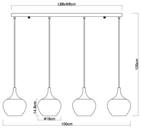 Lustră pe cablu Globo 15548-4HG MAXY 4xE27/40W/230V