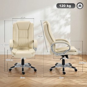 HOMCOM Scaun de Birou Rotativ din PU, Funcție Balansare, Spătar Înalt, Înălțime Reglabilă, Capacitate 120kg, Negru | Aosom Romania