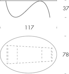 Masuta de Cafea Design LUX, Sticla Curbata, Alissa ELLIPTICAL