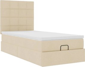 vidaXL Pat otoman cu saltea crem 100x200 cm stofa