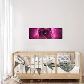 Tablou cu abstracțiune modernă în roz (cu ceas) (90x30 cm)