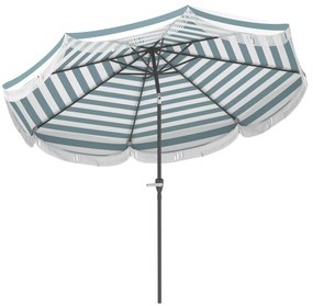 Outsunny Umbrelă de grădină 2,7 m, umbrelă de exterior inclinabilă UPF 30+ cu manivelă, 8 baleiene, albastru clar și alb | Aosom Romania
