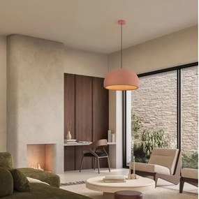 Lustra suspendata cu textura granulata Davo 43cm, rosu caramiziu