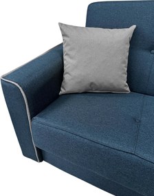 Canapea VERA extensibila, 3 locuri, lada de depozitare, stofa bleumarin + gri, 225x90x90 Bleumarin + Gri, Stofa