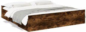 vidaXL Cadru de pat cu sertare stejar fumuriu 200x200cm lemn prelucrat
