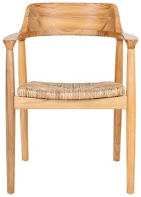 Scaun de dining în culoare naturală cu cotiere din lemn masiv Getafe – House Nordic