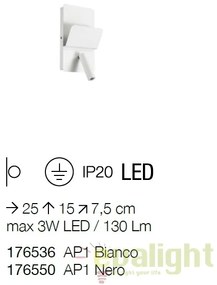 Aplica perete LED moderna reader directionabil cu port USB READ AP1 alba 176536
