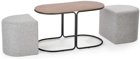 Set masuta cafea si 2 tabureti Pampa nuc/gri