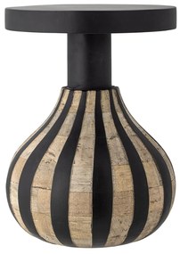 Măsuță laterală din lemn de mango, sculptat manual, negru, D29 cm, Aloise