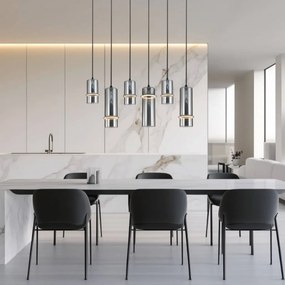 Lustra cu 6 pendule LED, SMOKE GLASS-BLACK, ZB-2537