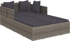 vidaXL Șezlong cu perne, gri, 182x118x63 cm, poliratan