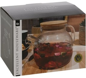 Ceainic EH din sticlă cu capac din bambus, 1 l
