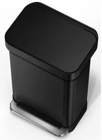 Simplehuman Coș de gunoi dreptunghiular cu pedalăși buzunar pentru saci de 45 l, negru