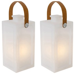 Set de 2 lămpi de masă albe cu efect de flacără reîncărcabile IP44 - Stard