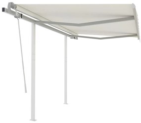 vidaXL Copertină retractabilă manual cu stâlpi, crem, 3,5x2,5 m