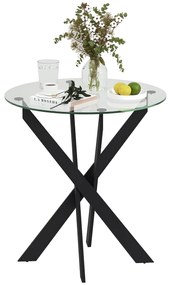 HOMCOM Masa de dining moderna din sticla, diametru 70 cm, Masa de bucatarie cu placa de sticla securizata si picioare din metal, pentru 4 persoane | Aosom Romania