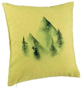 Perna Decorativa Peisaj de Iarna, 40x40 cm, Verde, Husa Detasabila, Burduf