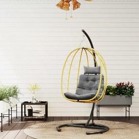Outsunny Scaun Balansoar din Ratan din PE de Exterior cu Perna | Aosom Romania
