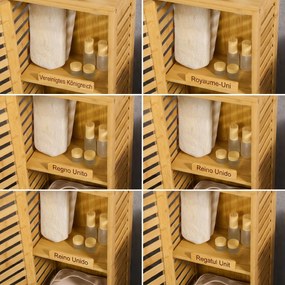 Kleankin Dulap pentru Baie din Bambus, Spațiu de Depozitare Pardoseală cu Raft Reglabil, Design Natural | Aosom Romania